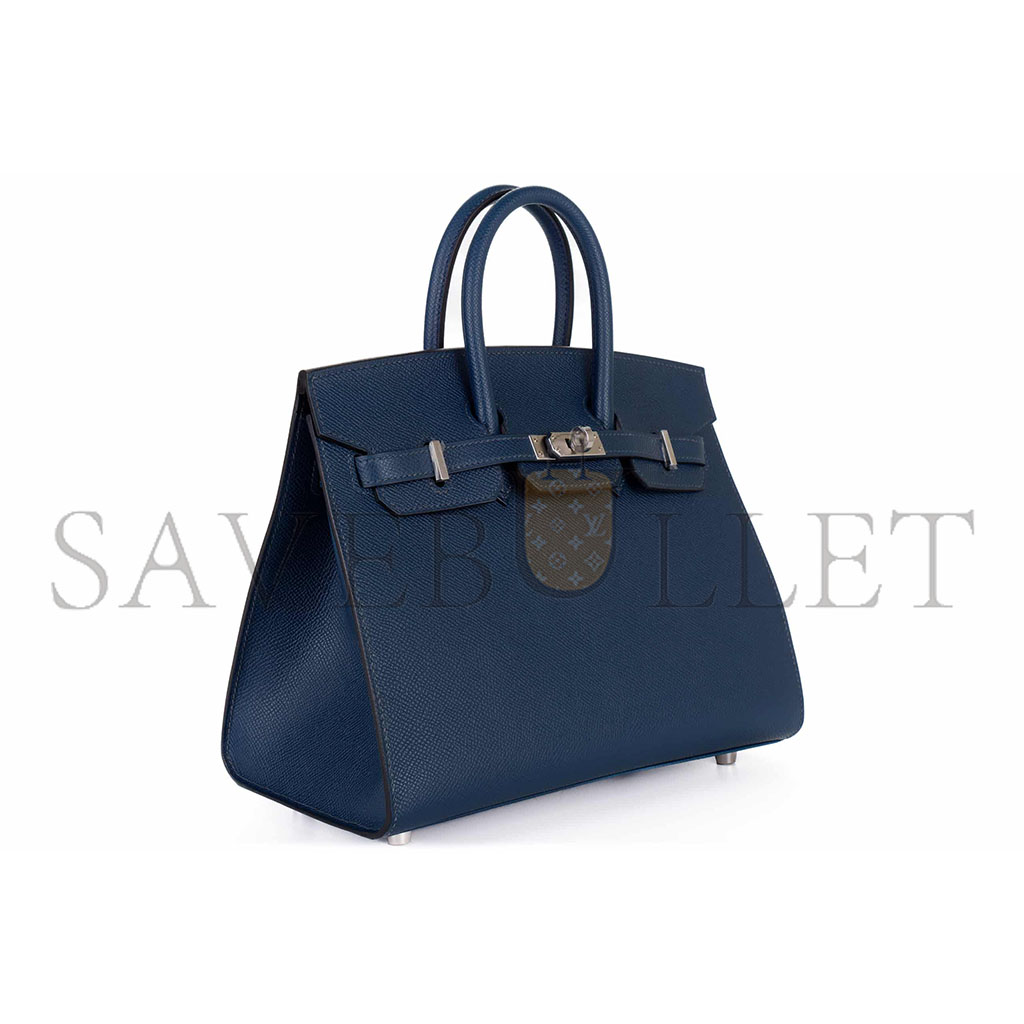 HERMES MASTER BIRKIN 25 EPSOM LEATHER ROYAL BLUE SILVER BUCKLE BAG 1274381 (25*20*13cm)